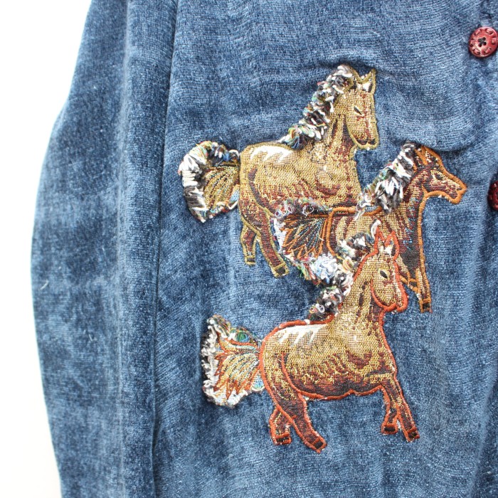 USA VINTAGE アメリカ馬刺繍デザインパイルジャケット
