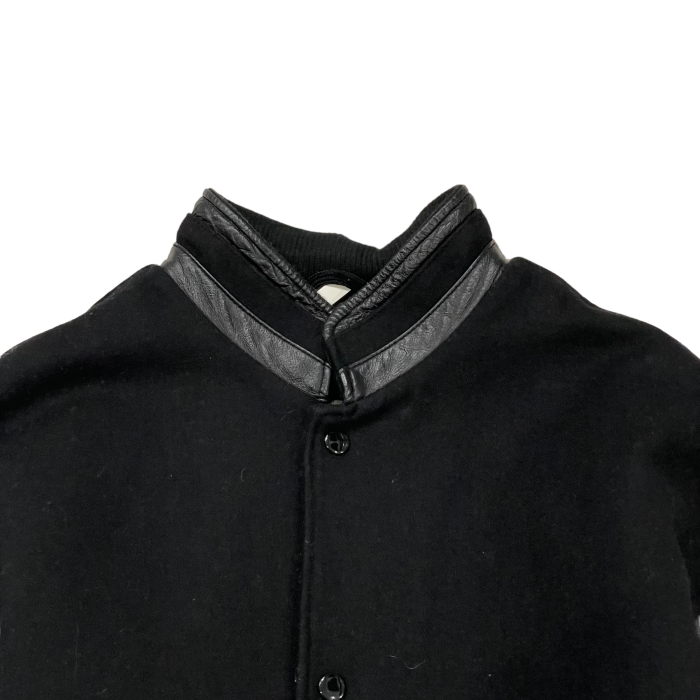 1990's leather×wool black stadium jacket | Vintage.City Vintage Shops, Vintage Fashion Trends