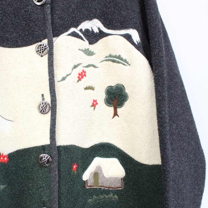 EU VINTAGE ヨーロッパ刺繍デザインウールジャケットチロリアンB一般的な使用感があるもの