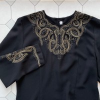 gold embroidery back button blouse | Vintage.City ヴィンテージ 古着