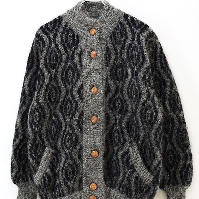 70s-80s Mottled Pattern Shaggy Knit Jckt | Vintage.City 古着屋、古着コーデ情報を発信