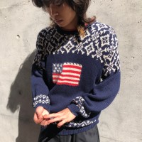 90s US FLAG PATTERN NAVY KNIT | Vintage.City ヴィンテージ 古着