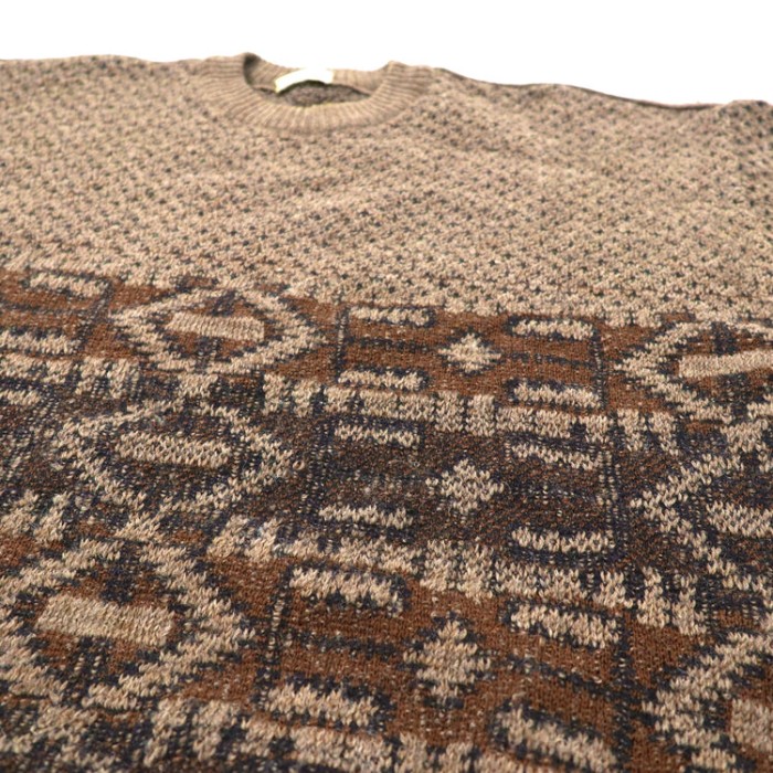 FALCARO 総柄ニット セーター 48 ブラウン ウール イタリア製 | Vintage.City 古着屋、古着コーデ情報を発信
