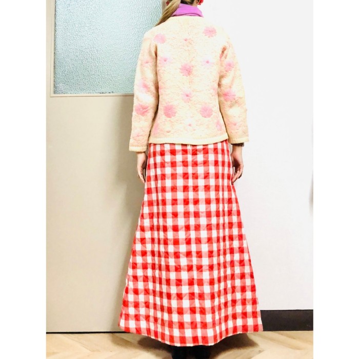 Quilting gingham maxi skirt | Vintage.City 빈티지숍, 빈티지 코디 정보