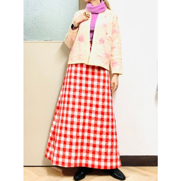 Quilting gingham maxi skirt | Vintage.City 古着屋、古着コーデ情報を発信