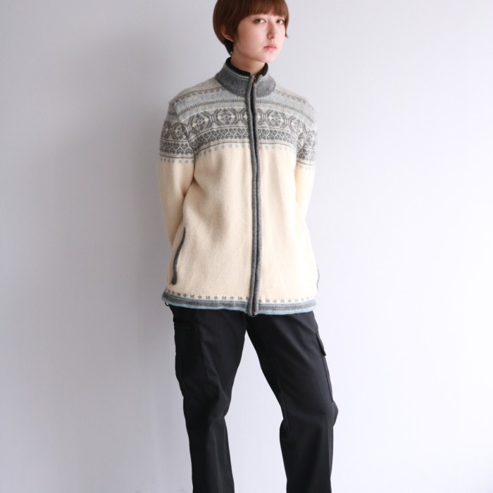 Vintage Nordic full zip knit sweater | Vintage.City 빈티지숍, 빈티지 코디 정보