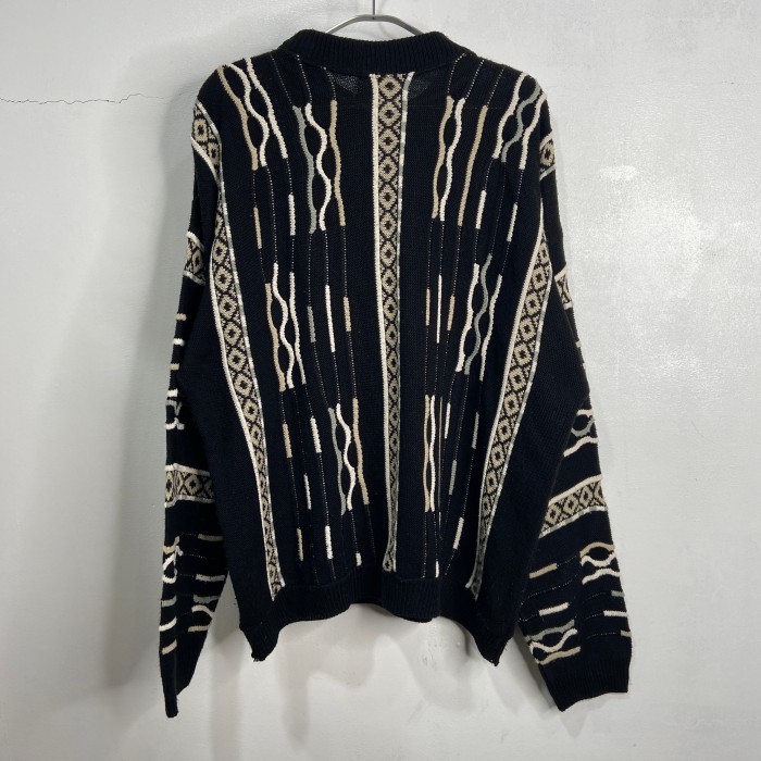 『送料無料』90s COOGI系3Dニットセーター　黒　アート柄　編み込み　立体 | Vintage.City 古着屋、古着コーデ情報を発信