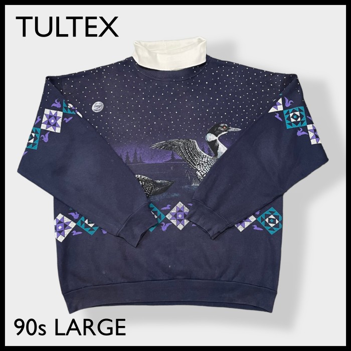 【TULTEX】90s USA製 両面プリント 鳥 スウェット 襟 L US古着 | Vintage.City 古着屋、古着コーデ情報を発信