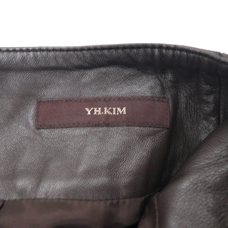 YH.KIM レザースカート 25 ブラウン イタリアンラムレザー