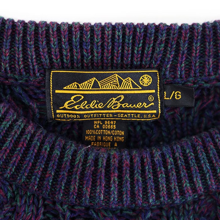 90s Eddie Bauer Design Cable Cotton Knit | Vintage.City