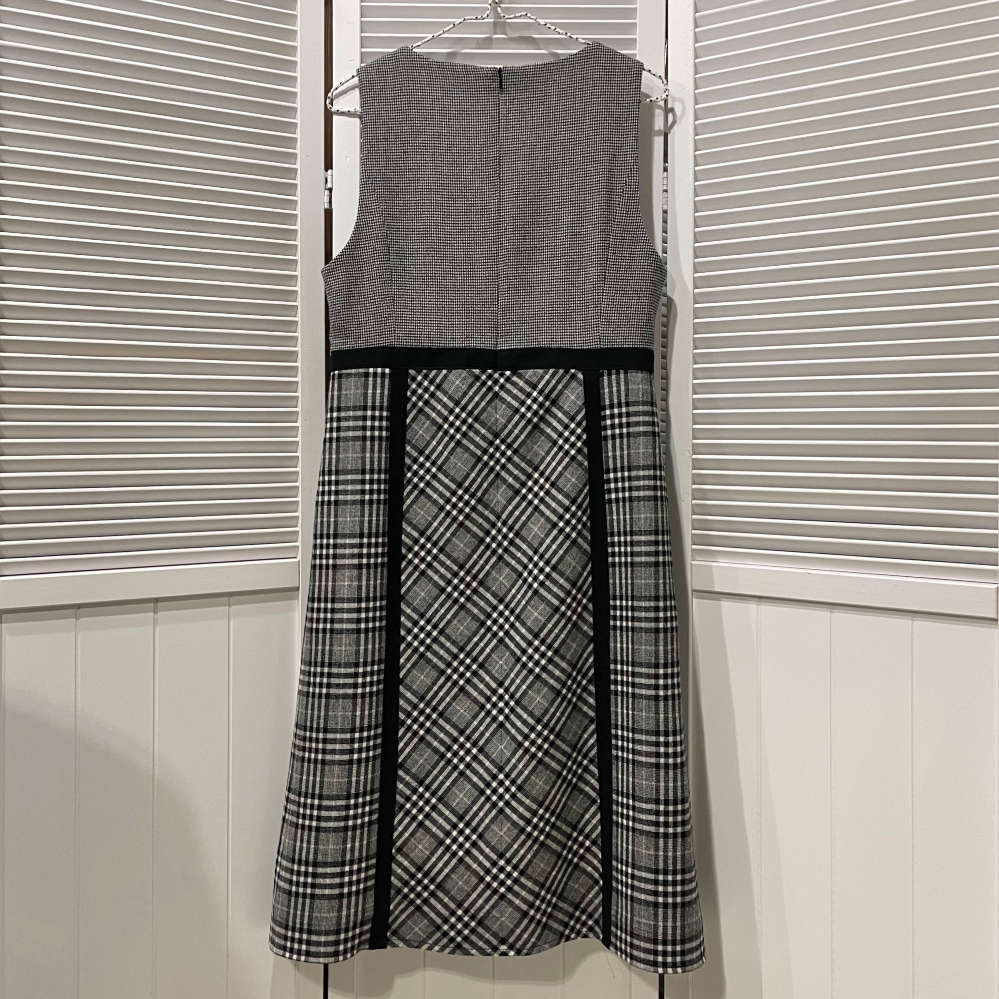 switching plaid jumper skirt