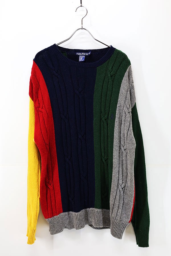 90s NAUTICA Crazy Pattern Cable Knit