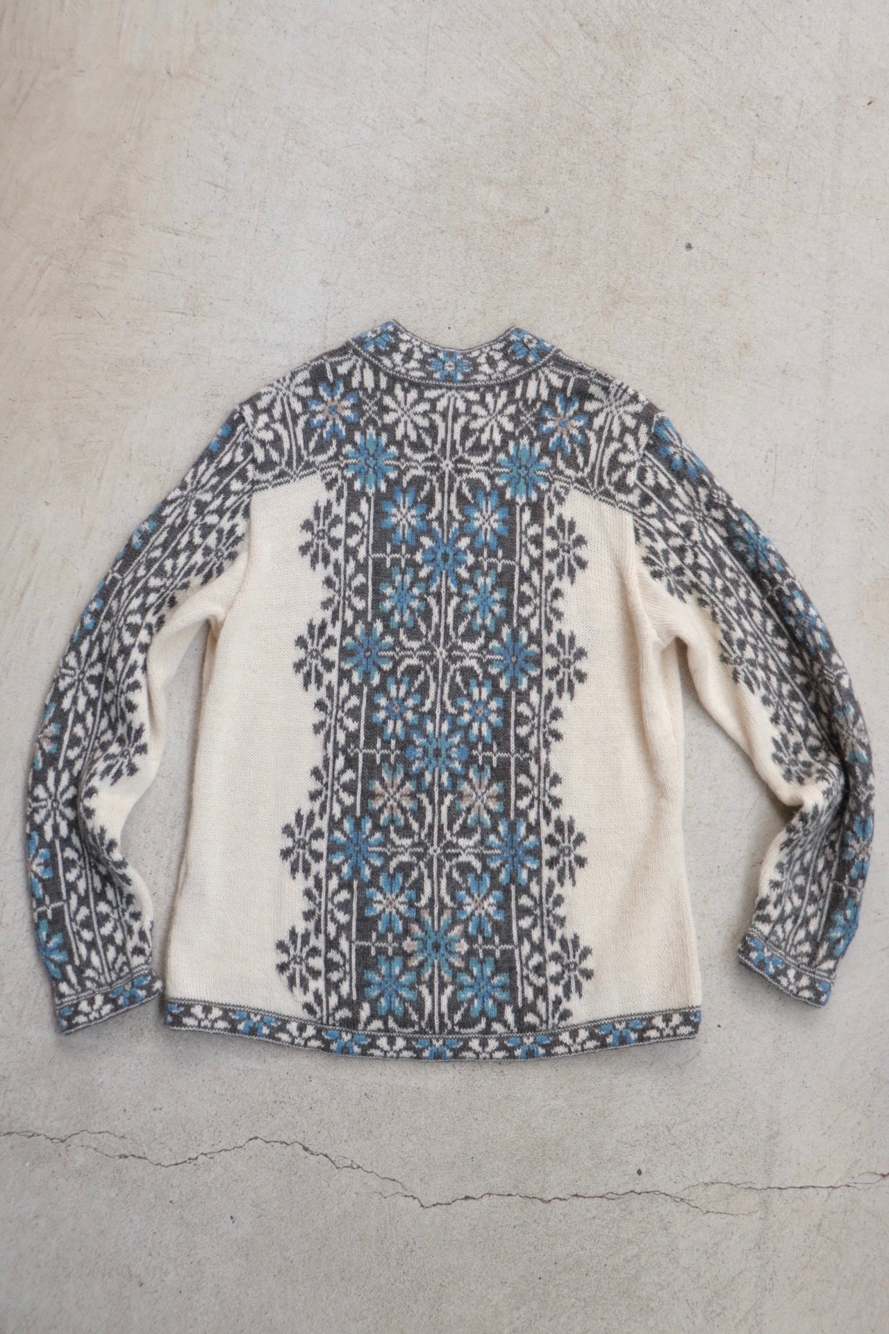 Vintage alpaca full zip pattern knit