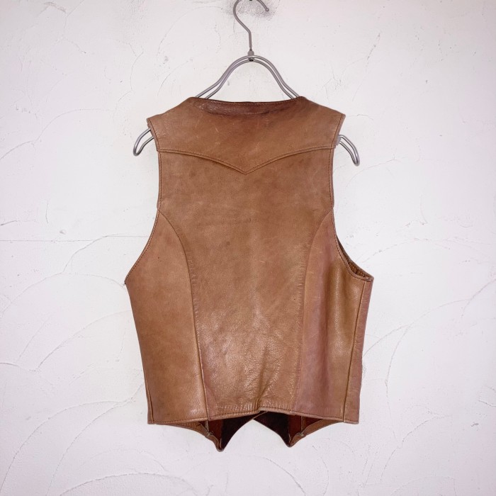 70s vintage camel brown leather vest | Vintage.City ヴィンテージ 古着