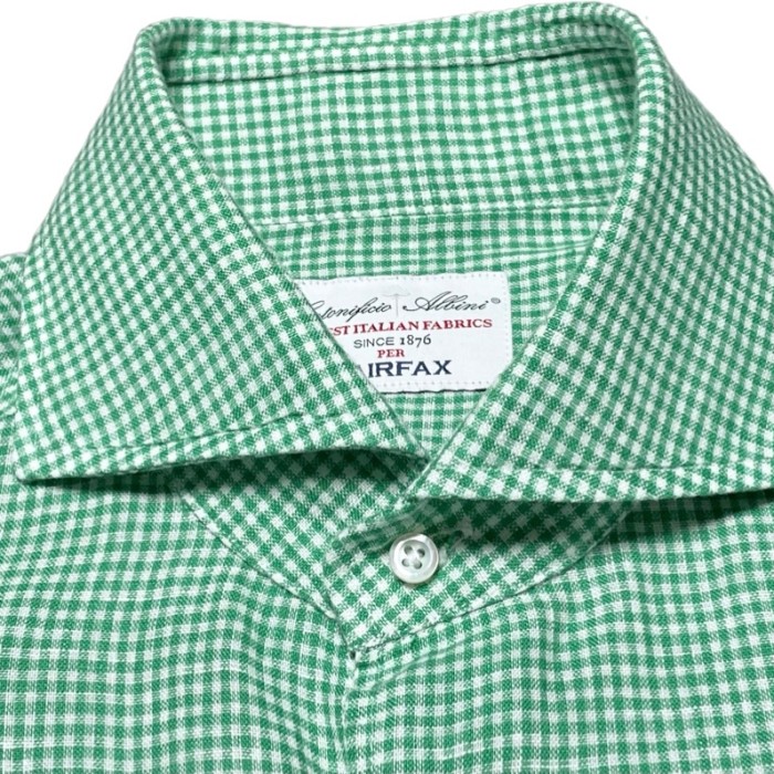 イタリア製生地 日本製 FAIRFAX 長袖ギンガムチェックシャツ グリーン M | Vintage.City ヴィンテージ 古着