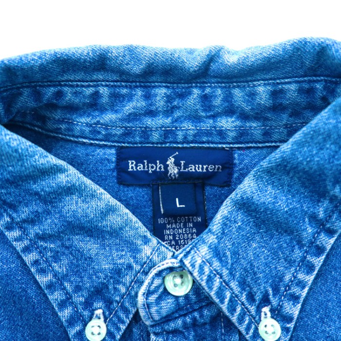 RALPH LAUREN ボタンダウンシャツ L ブルー デニム スモールポニー | Vintage.City ヴィンテージ 古着