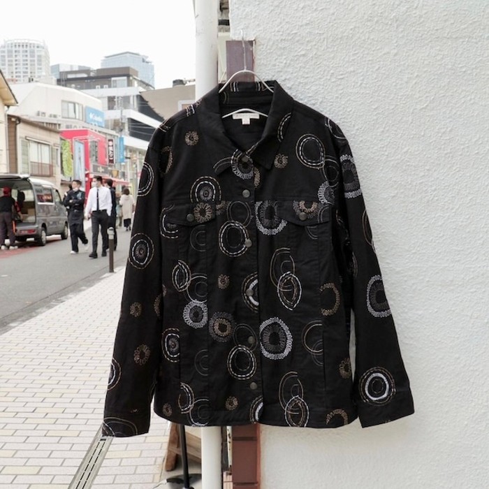 Artistic Embroidery Black Denim Jacket | Vintage.City ヴィンテージ 古着