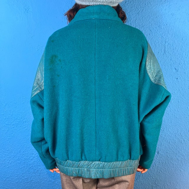 80-90s Flower Leather Dolman Jacket