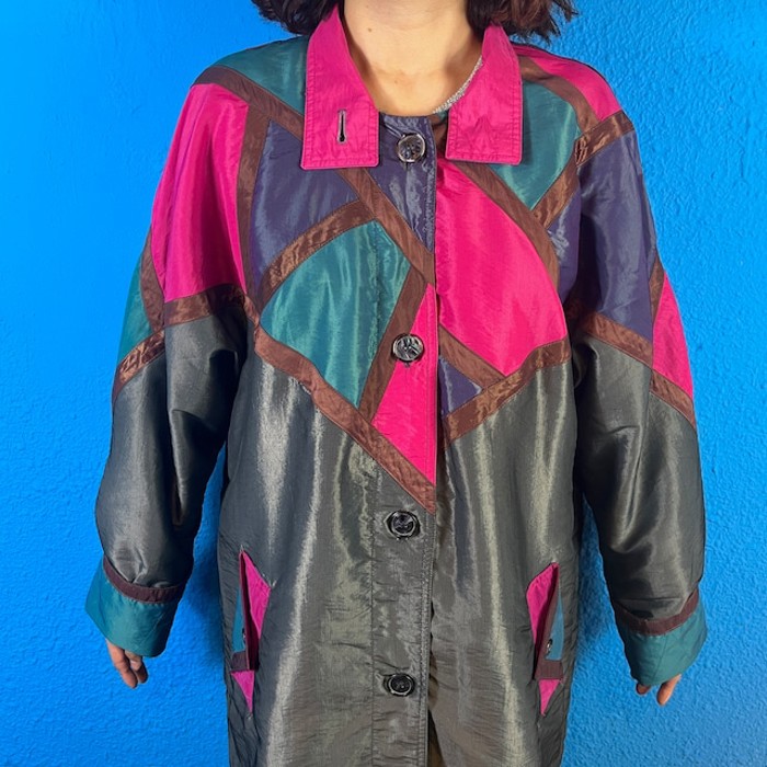 80-90s Shiny Nylon Long Jacket | Vintage.City ヴィンテージ 古着