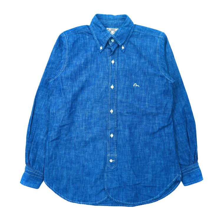EVISU ボタンダウンシャツ 38 ブルー シャンブレー カモメ 日本製