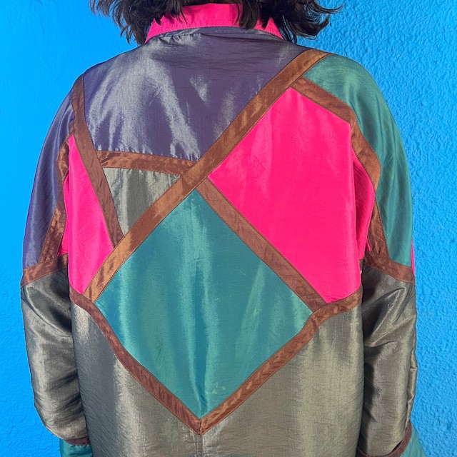 80-90s Shiny Nylon Long Jacket