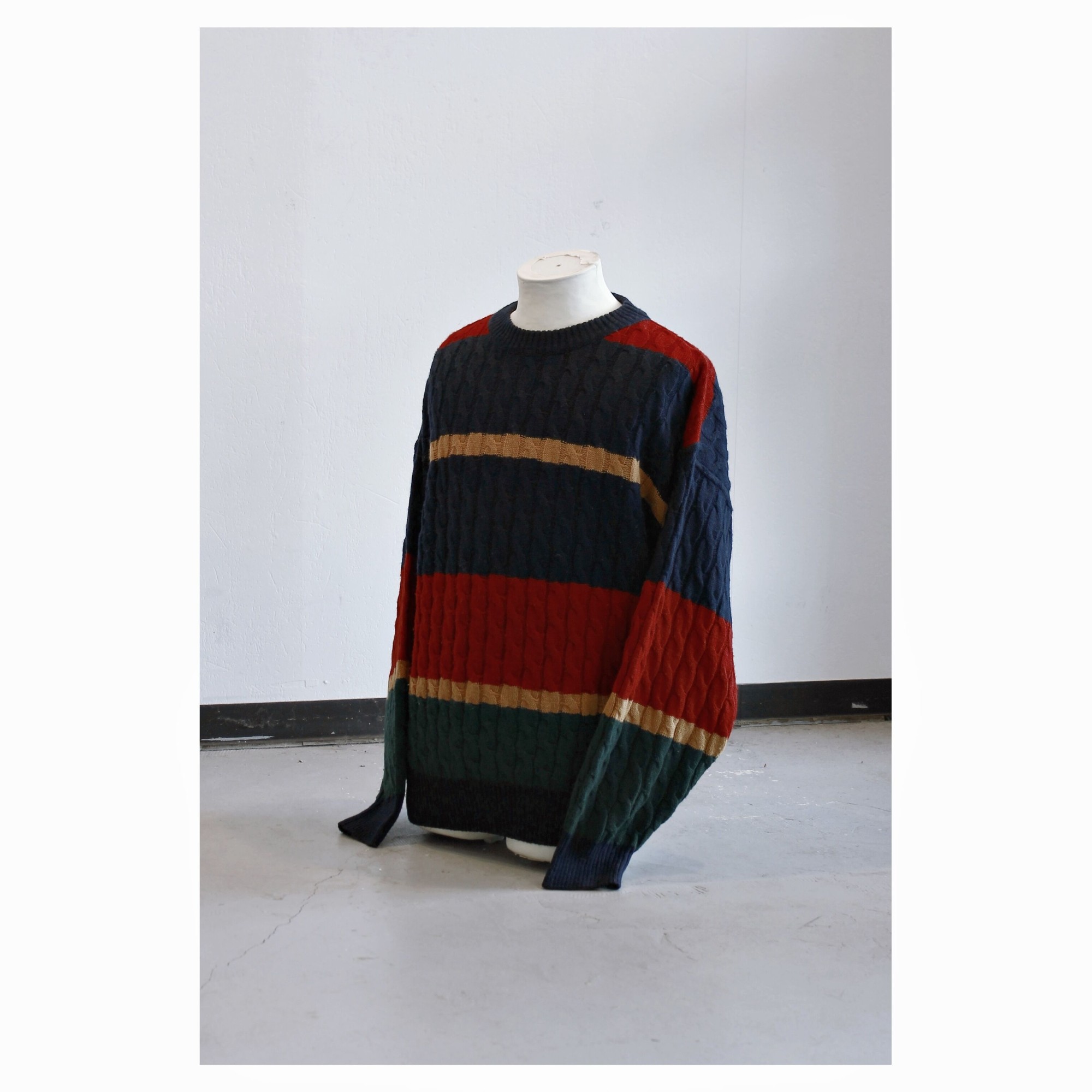 Vintage Multicolored Cable Knit Sweater