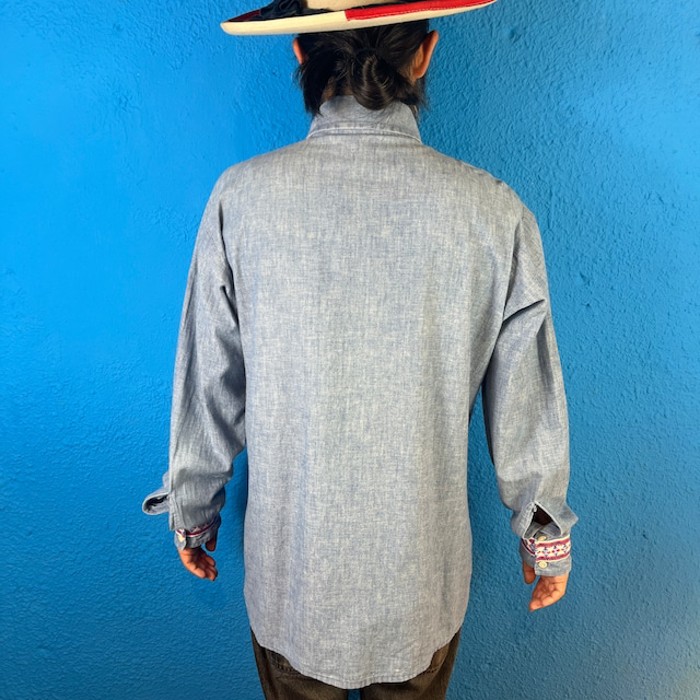 70s Tyrolean Tape Chambray Shirt | Vintage.City ヴィンテージ 古着