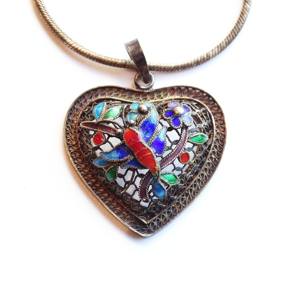 Silver 925 ×Enamel Heart Necklace