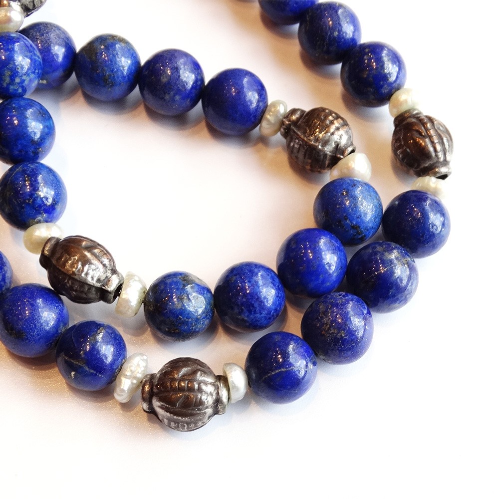 Vintage Lapis Lazuli Pearl Necklace