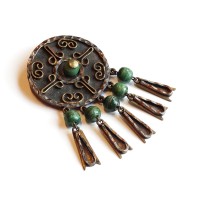 Casa Maya Mexico Copper Dangle Brooch | Vintage.City 빈티지숍, 빈티지 코디 정보