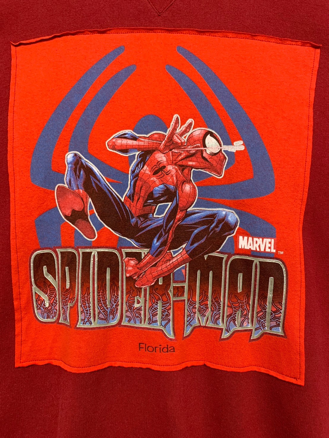 “SPIDER-MAN” Pasting Print Sweat Shirt