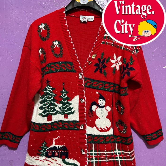 82)ビンテージクリスマスカーディガン | Vintage.City ヴィンテージ 古着