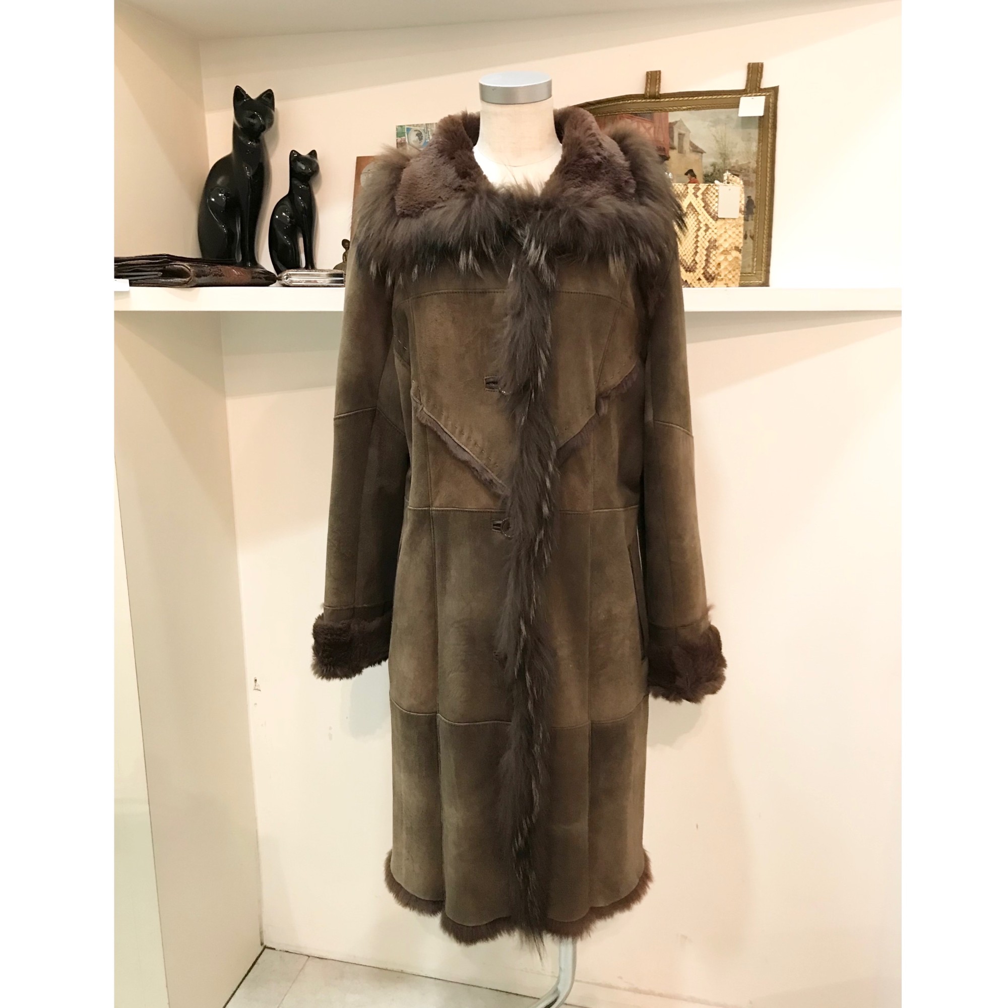 vintage suède×fur coat