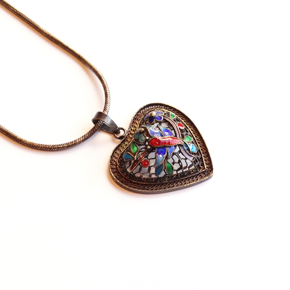 Silver 925 ×Enamel Heart Necklace