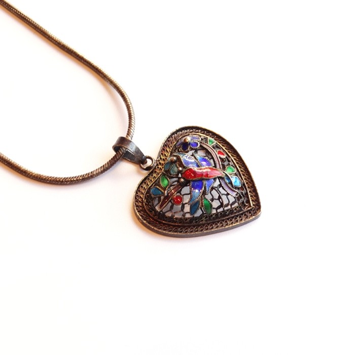 Silver 925 ×Enamel Heart Necklace | Vintage.City ヴィンテージ 古着