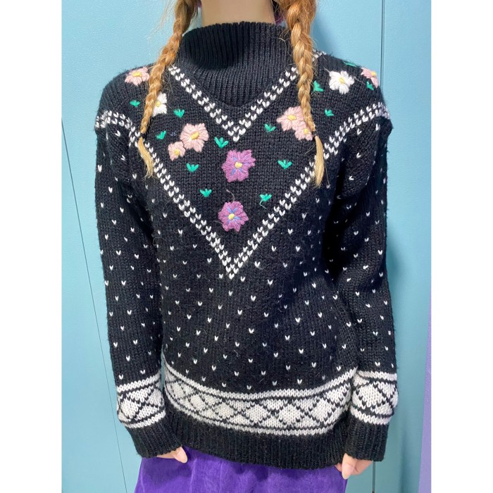 80's-90's／design  flower knit | Vintage.City 古着屋、古着コーデ情報を発信