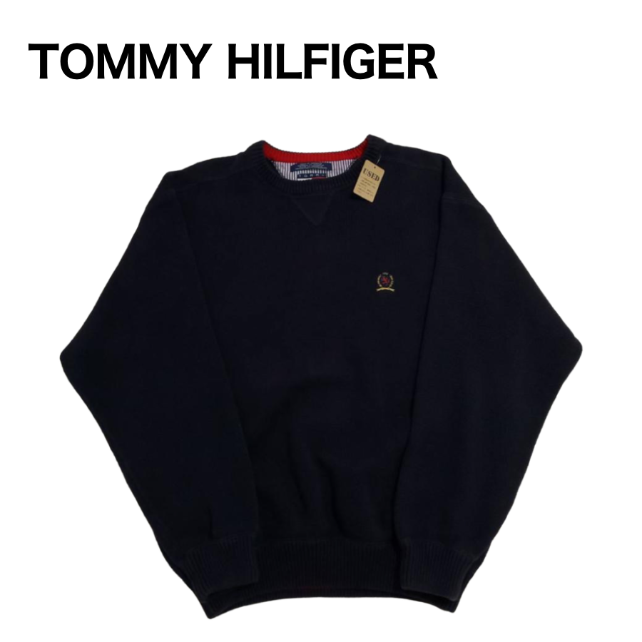 【710】TOMMY HILFIGER ニットセーター ネイビー  Lサイズ