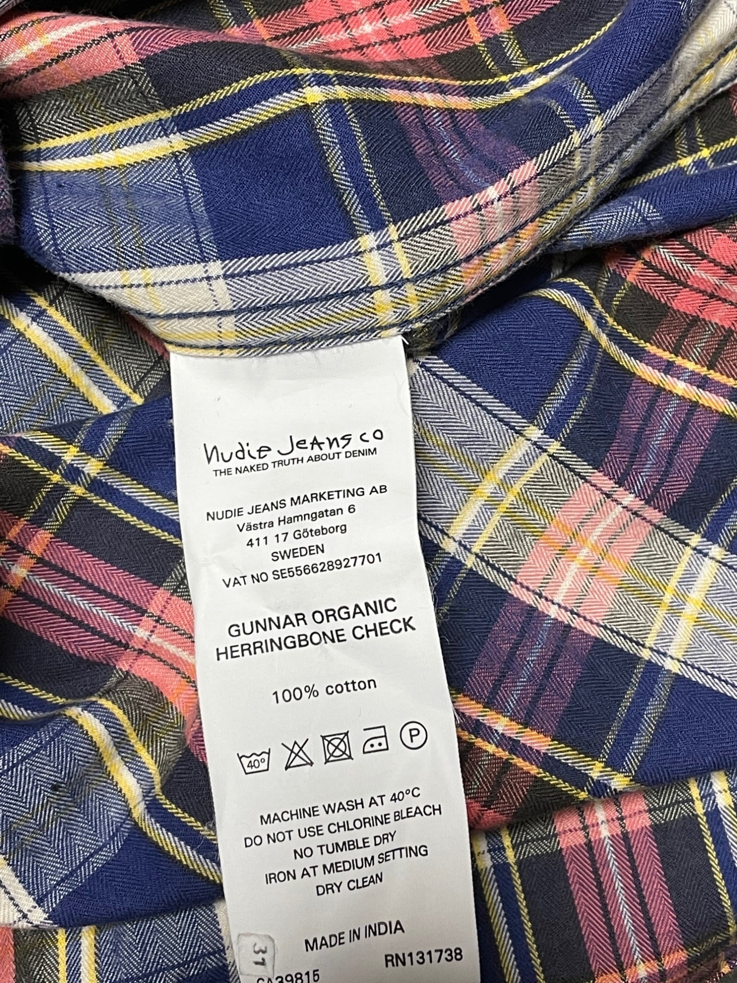 Nudie Jeans 長袖オーガニックコットンシャツ マルチカラー XSサイズ