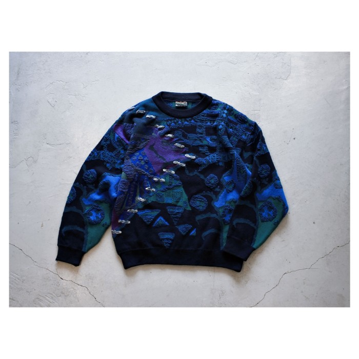 Vintage Crazy 3D Knit Cosby Sweater | Vintage.City ヴィンテージ 古着