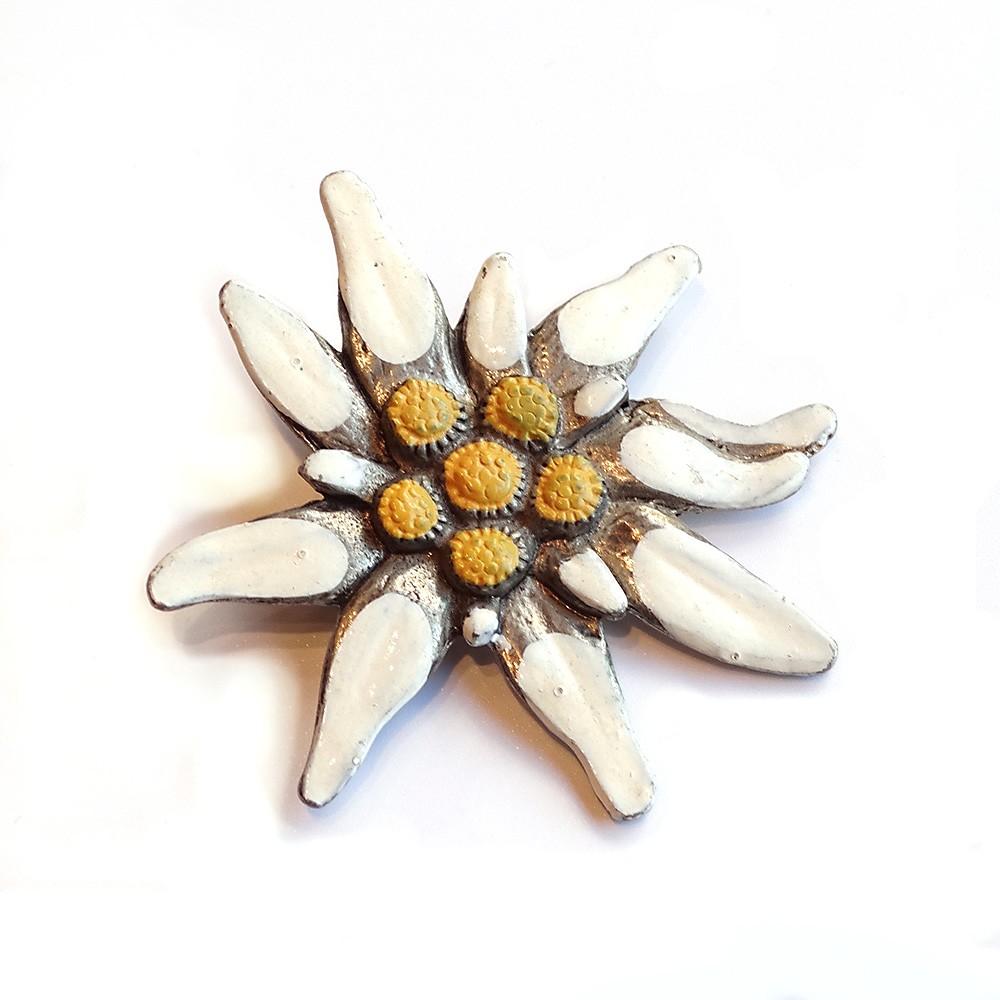 Flower Motif Metal Painted Brooch