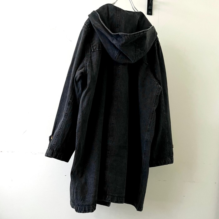 90's Denim&Co. Black Denim Duffle Coat | Vintage.City ヴィンテージ 古着