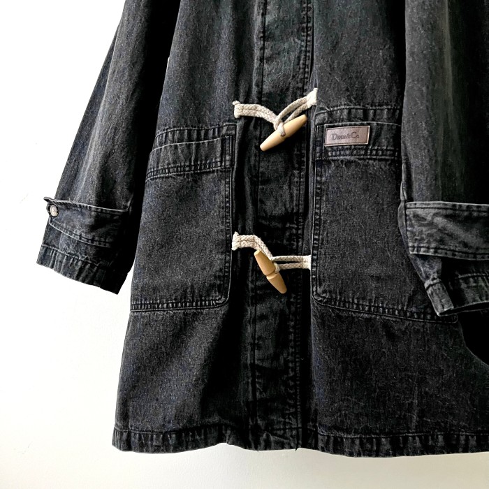 90's Denim&Co. Black Denim Duffle Coat | Vintage.City ヴィンテージ 古着