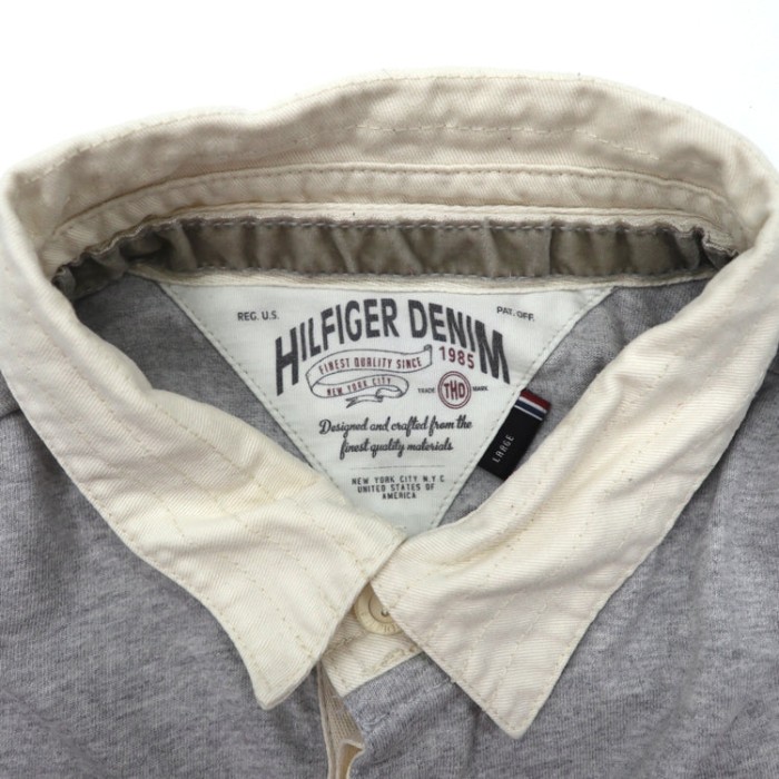 TOMMY HILFIGER ラガーシャツ L グレー コットン ワッペン | Vintage.City