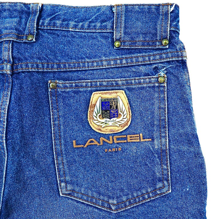 LANCEL PARIS テーパードデニムパンツ 33 ブルー オールド