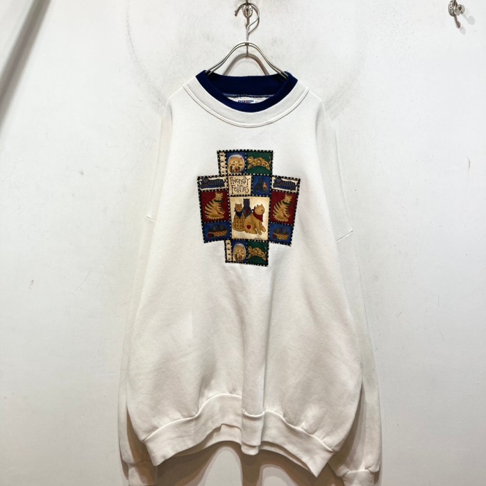 90’s "Friendly Felines” Patched Sweat SH | Vintage.City ヴィンテージ 古着