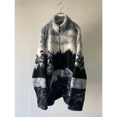 -BLACK MOUNTAIN- wolf design fleece jack | Vintage.City 古着屋、古着コーデ情報を発信
