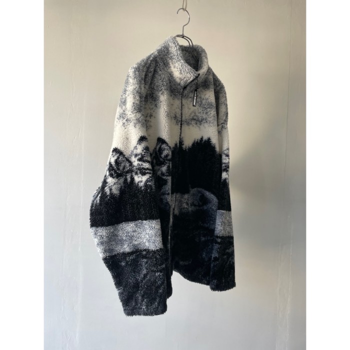 -BLACK MOUNTAIN- wolf design fleece jack | Vintage.City Vintage Shops, Vintage Fashion Trends