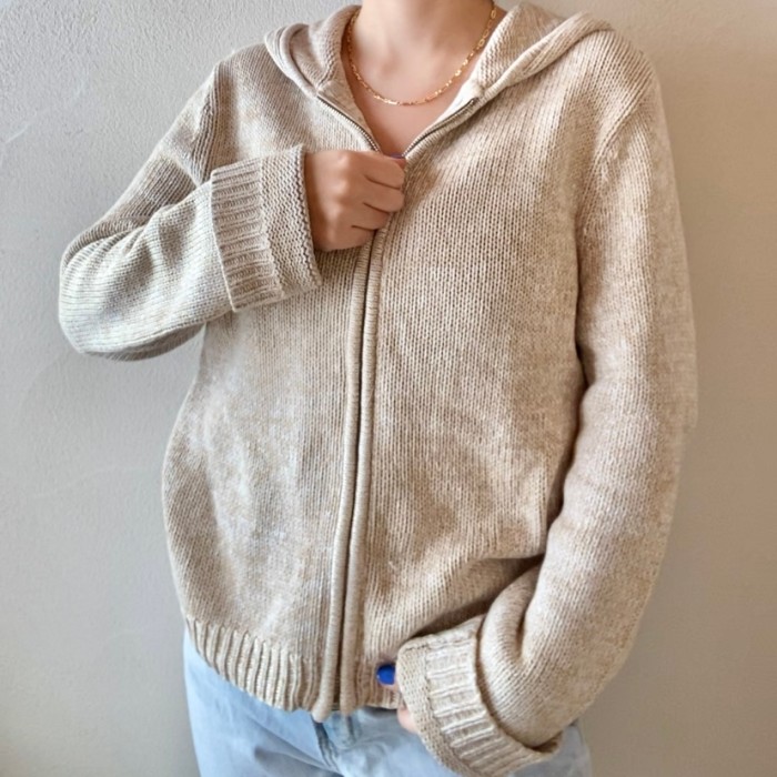 Cotton knit zip-up hoodie | Vintage.City 古着屋、古着コーデ情報を発信