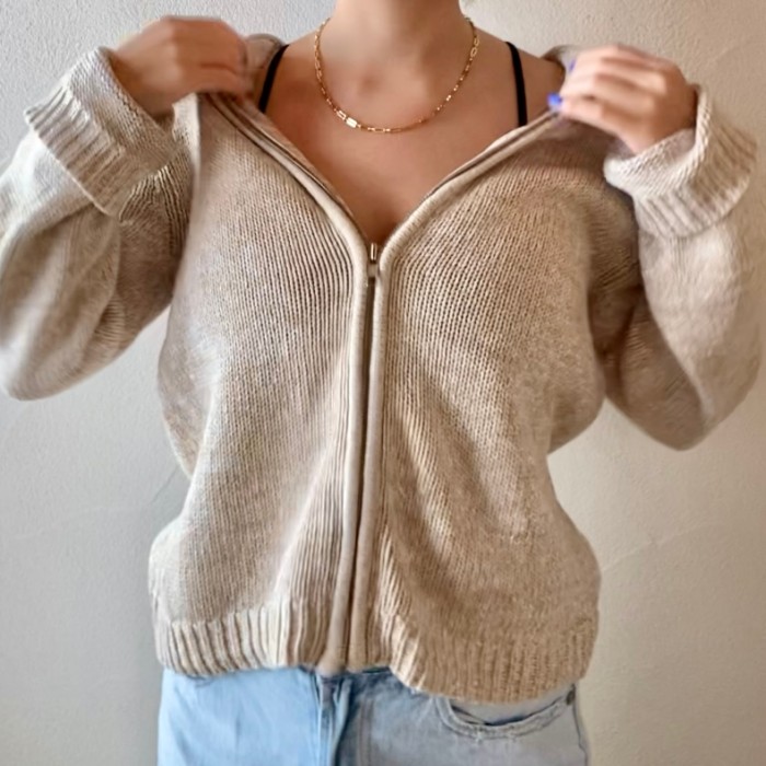 Cotton knit zip-up hoodie | Vintage.City 빈티지숍, 빈티지 코디 정보