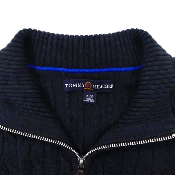 TOMMY HILFIGER ハーフジップニットセーター XL ネイビー | Vintage.City 古着屋、古着コーデ情報を発信